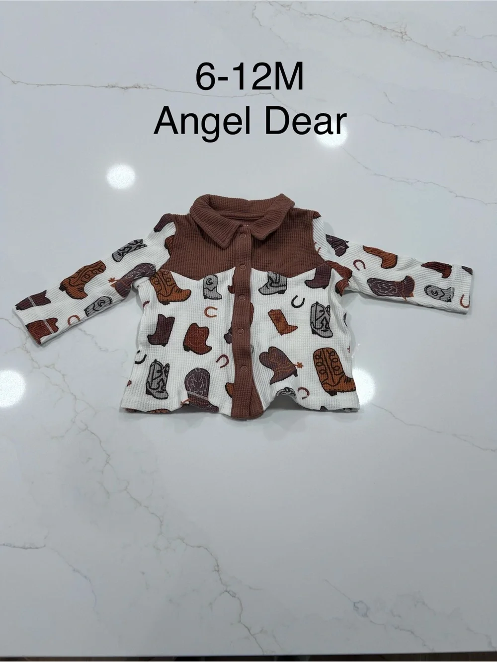 Angel Dear Brown & White Cowboy Boot Cardigan